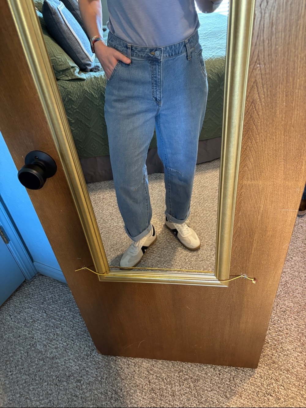 Banana Republic Mid-Rise Barrel Jeans in Light Blue Denim